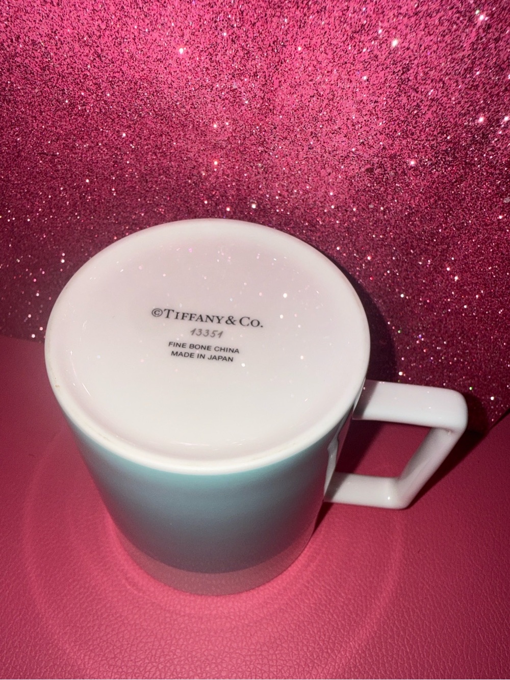 Tiffany & Co. Color Block Fine Bone China Coffee Mug 13351 Blue & White
